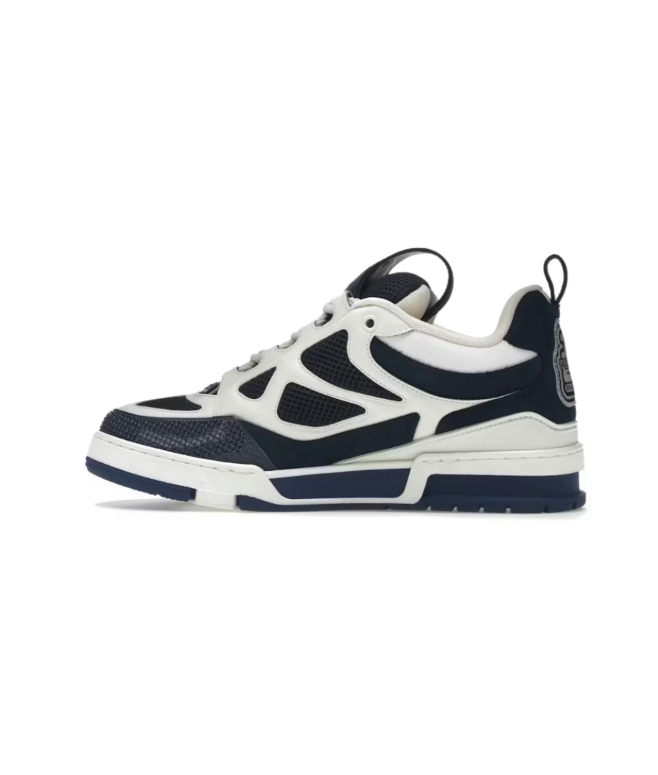 Louis Vuitton Low-Top Sneakers – Dark Navy & Cream with Floral Detail