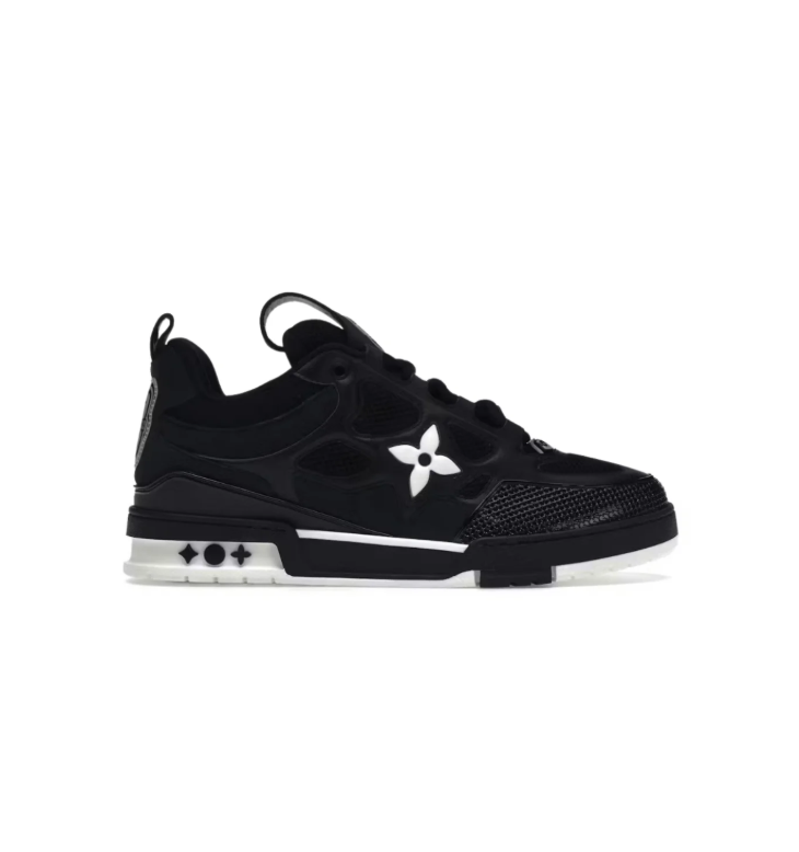 Louis Vuitton Low-Top Sneakers – Black & White with Floral Detail