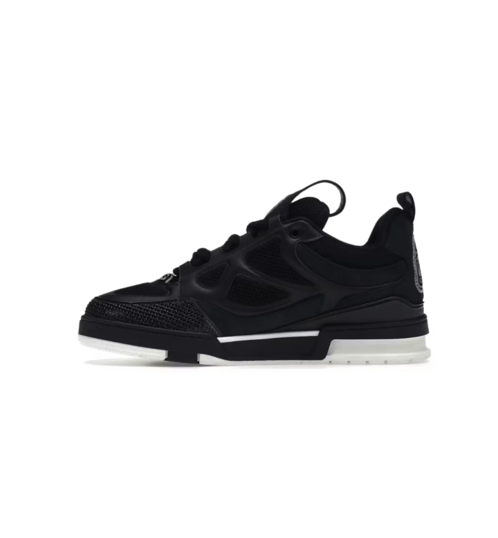 Louis Vuitton Low-Top Sneakers – Black & White with Floral Detail