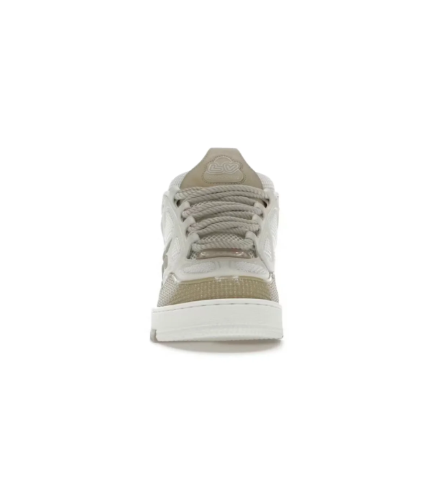 Louis Vuitton Low-Top Sneakers – White & Beige with Floral Detail