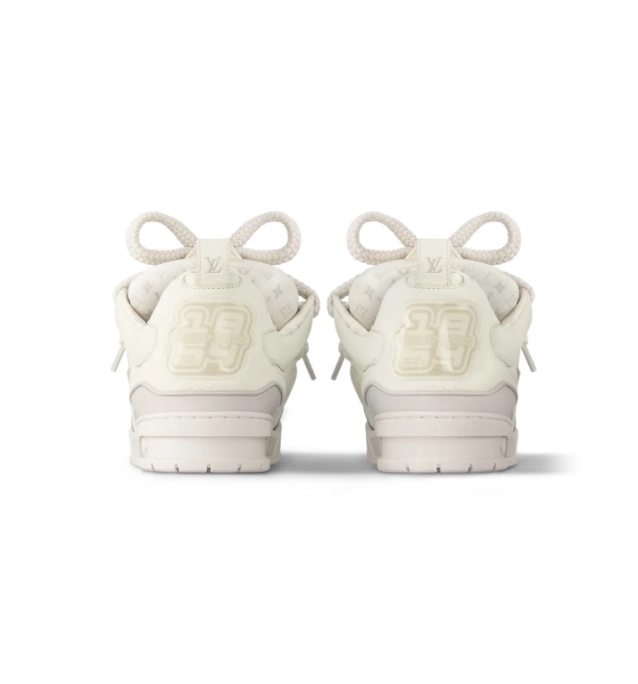 Louis Vuitton Low-Top Sneakers – Cream & Light Gray with Oversized Floral Detail