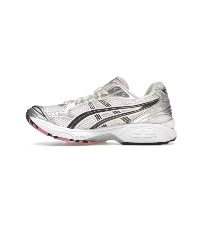 ASICS Retro Mesh Sneakers – White & Silver with Pink Accents