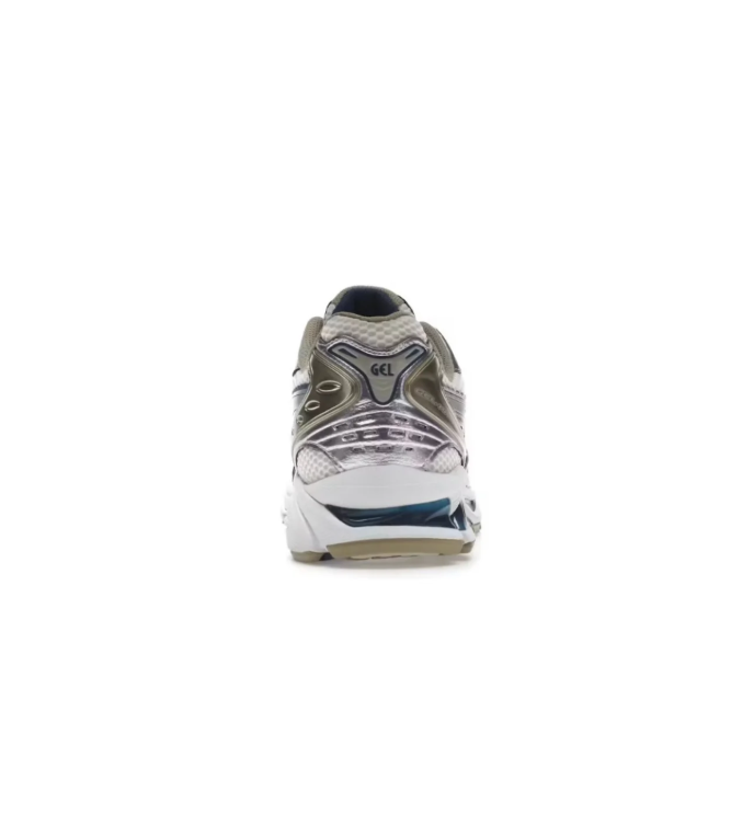 ASICS Retro Mesh Sneakers – Silver & White with Olive and Dark Teal Accents